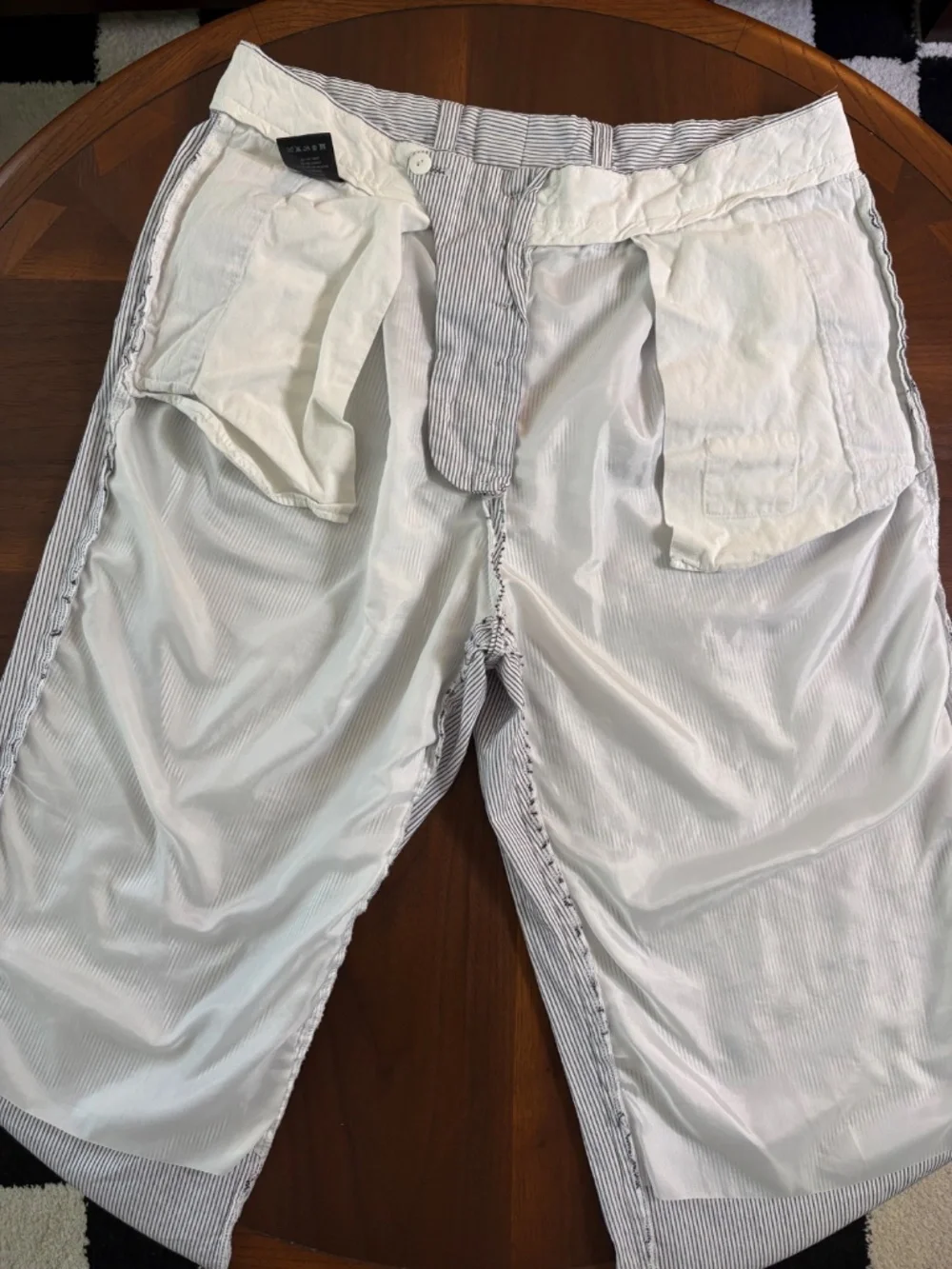Todd Snyder White/Navy Pinstripe Seersucker Slacks Mens 34